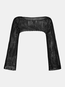 SHEIN Girlism Tween Girls' Casual White Knitted Crew Neck Long Sleeve Sweater