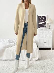 SHEIN LUNE Cárdigan de manga larga minimalista de unicolor para mujer