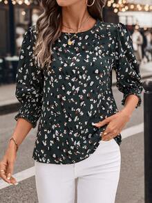 SHEIN Clasi Áo cánh tay Dolman thường ngày cho nữ - màu xanh lá - Xem 5