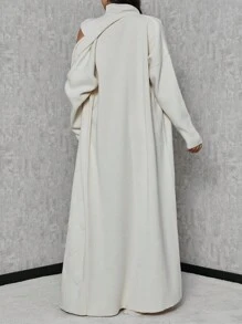 SHEIN Tall High Neck Knit Top And Knit Pants And Open Front Cardigan - Apricot - View 2