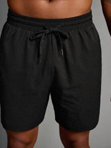 Manfinity Fitness Pantalones cortos de hombre de unicolor con cordón en la cintura para uso diario, acondicionamiento físico y entrenamiento