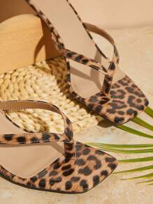 SHUZIA Quần lọt khe hở gót họa tiết da báo tối giản cho nữ - màu nâu - Xem 6