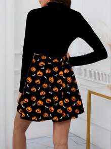 SHEIN LUNE 漏斗领格子长袖女式休闲连衣裙，适合秋冬季 - 彩色 - 查看 2