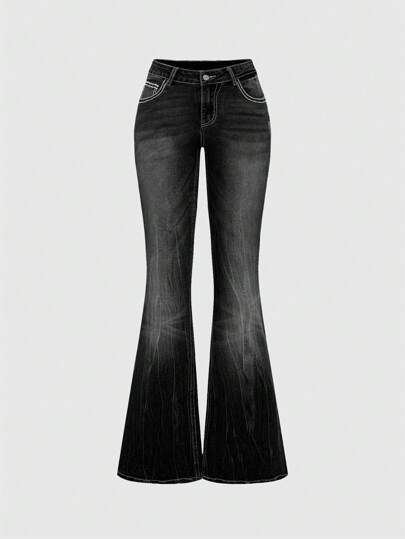 Our Grunge Punk Y2K Vintage Flare Low Waist Jeans For Women