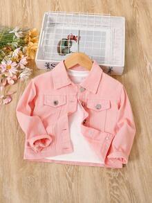 Chaqueta informal y de moda para niñas con bordado de fresa, primavera/otoño - Rosa - Ver 3