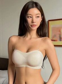 DAZY Women Removable Transparent Strap Strapless Bra Without Wire - White - View 5