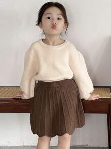 DAZY Young Girl Knit Sweater Set - Apricot - View 3