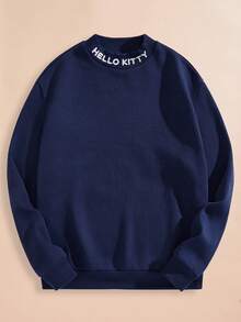 HELLO KITTY AND FRIENDS | SHEIN 男女通用 1 件休闲卡通字母印花套头衫，春秋季 - 藏蓝色 - 查看 2