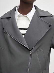 BizChic 女士休闲灰领飞行夹克秋季服装秋季女装 - 灰色 - 查看 6