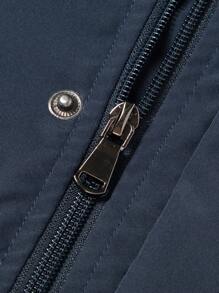 Manfinity Homme Men's Stand Collar Casual Solid Color Flight Jacket - Blue - View 7