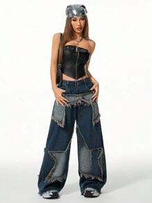 Coolane 女士 Y2K Concert 拉链皮革修身款 - 黑色 - 查看 4