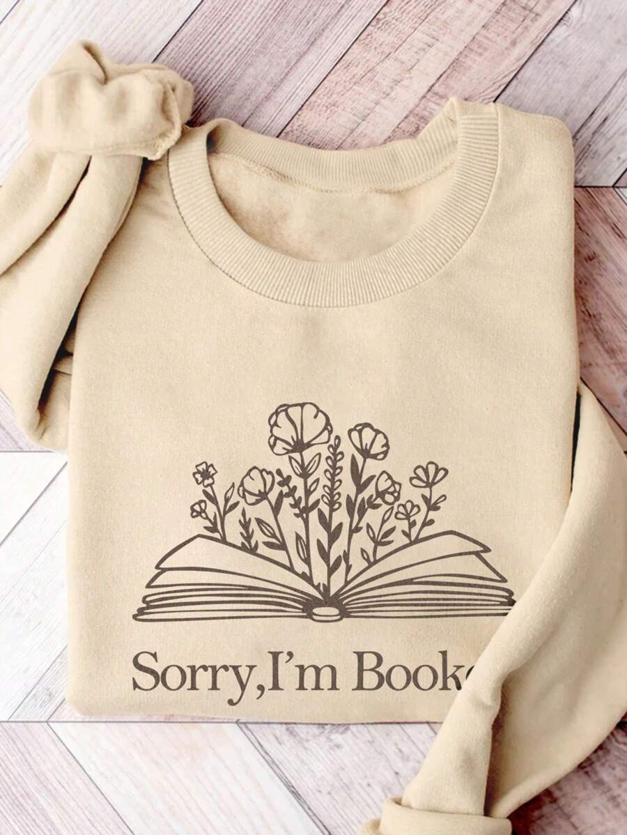 INAWLY 大码爱书人休闲运动衫、图书管理员礼物、书虫圆领长袖运动衫