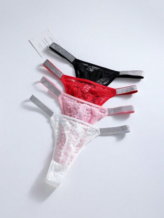 4 st/set spets stringtrosor sexiga underkläder för kvinnor