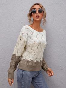 SHEIN LUNE 纯色圆领长袖简约套头毛衣，休闲日常穿着 - 彩色 - 查看 5