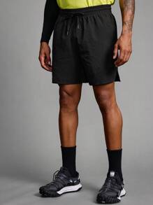 Manfinity Fitness Pantalones cortos de hombre de unicolor con cordón en la cintura para uso diario, acondicionamiento físico y entrenamiento