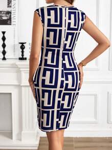 SHEIN Clasi 女式无袖全印花褶饰短款休闲连衣裙