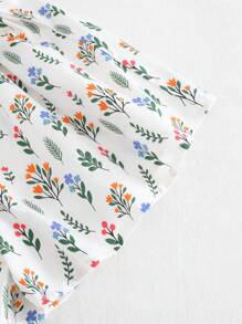 Cozy Pixies 2 件套少女拼色荷叶边衬衫和花卉装饰蝴蝶结短裤套装 - 黃色 - 查看 3