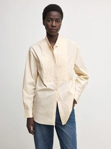 BizChic Women's Classic Elegant Office Pleated Blouse Fall Women Clothes  Baggy Shirts