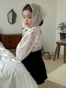 Dazy Kids Quần áo mùa thu cho bé gái, Áo sơ mi in họa tiết hoa toàn thân cho bé gái, Quần áo đi học cho bé gái dịp Lễ Phục Sinh - Màu be - Xem 3