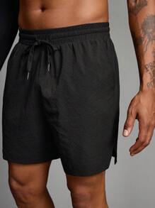 Manfinity Fitness Pantalones cortos de hombre de unicolor con cordón en la cintura para uso diario, acondicionamiento físico y entrenamiento