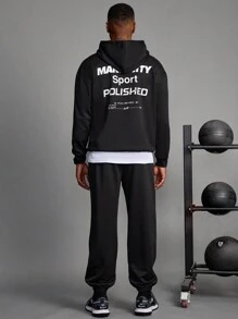 Gym Rark Áo nỉ dài tay có mũ in họa tiết đơn giản phong cách bạn trai dành cho nam, Quần áo tập thể dục - màu đen - Xem 5