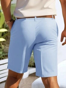 Manfinity Homme Men's Casual Solid Color Pocket Shorts, Summer - Baby Blue - View 6