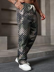 Manfinity Homme Heren schaakbordverlooppatroon rechte pijpenbroek