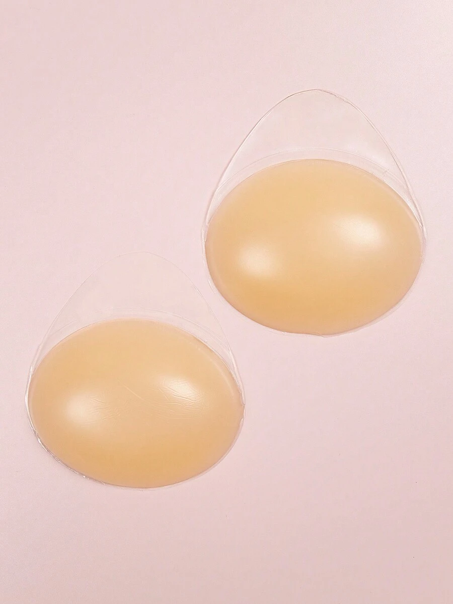 1 Pair Reusable Silicone Push Up Invisible Bra Pads, Suitable For Strapless Dresses, Swimsuits And Bodysuits - Apricot - View 1