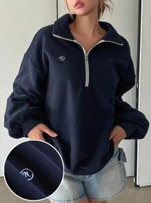 DAZY 女士立领半开宽松羊毛衫