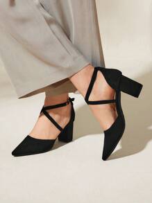 CUCCOO BASICS 女士鞋扣装饰尖头度假粗跟踝带黑色高跟鞋夏季毕业高跟鞋舞会高跟鞋度假鞋夏季促销优雅高跟鞋圣诞节秋季新年假期 - 黑色 - 查看 7