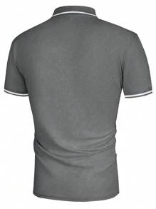 Manfinity Homme Men Contrast Trim Polo Shirt - Grey - View 2