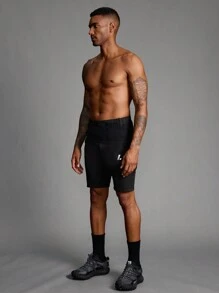 Manfinity Sport Polished Boyfriend Style Men's Solid Color Printed Pocket Casual Sports Tight Pants