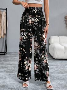 Calvaya Pantalones con estampado floral casual para mujer para vacaciones