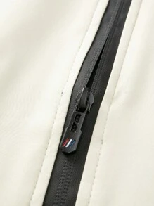 Manfinity EMRG Men's Casual Letter Print Rave Long Sleeve Jacket, Spring And Autumn Going Out Color Block Lightweight Jacket, For Friends, Husband, Boyfriend Gifts, For Fall