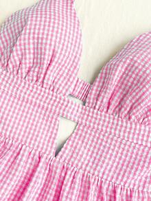 Soleia Váy đi biển hở lưng khoét chữ V in hình bướm - Hồng - Xem 6