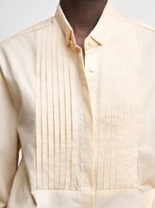 BizChic Women's Classic Elegant Office Pleated Blouse Fall Women Clothes  Baggy Shirts