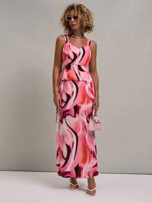 SHEIN Unity Váy in họa tiết toàn thân dây rộng cho nữ, mặc thường ngày - Nhiều màu - Xem 1