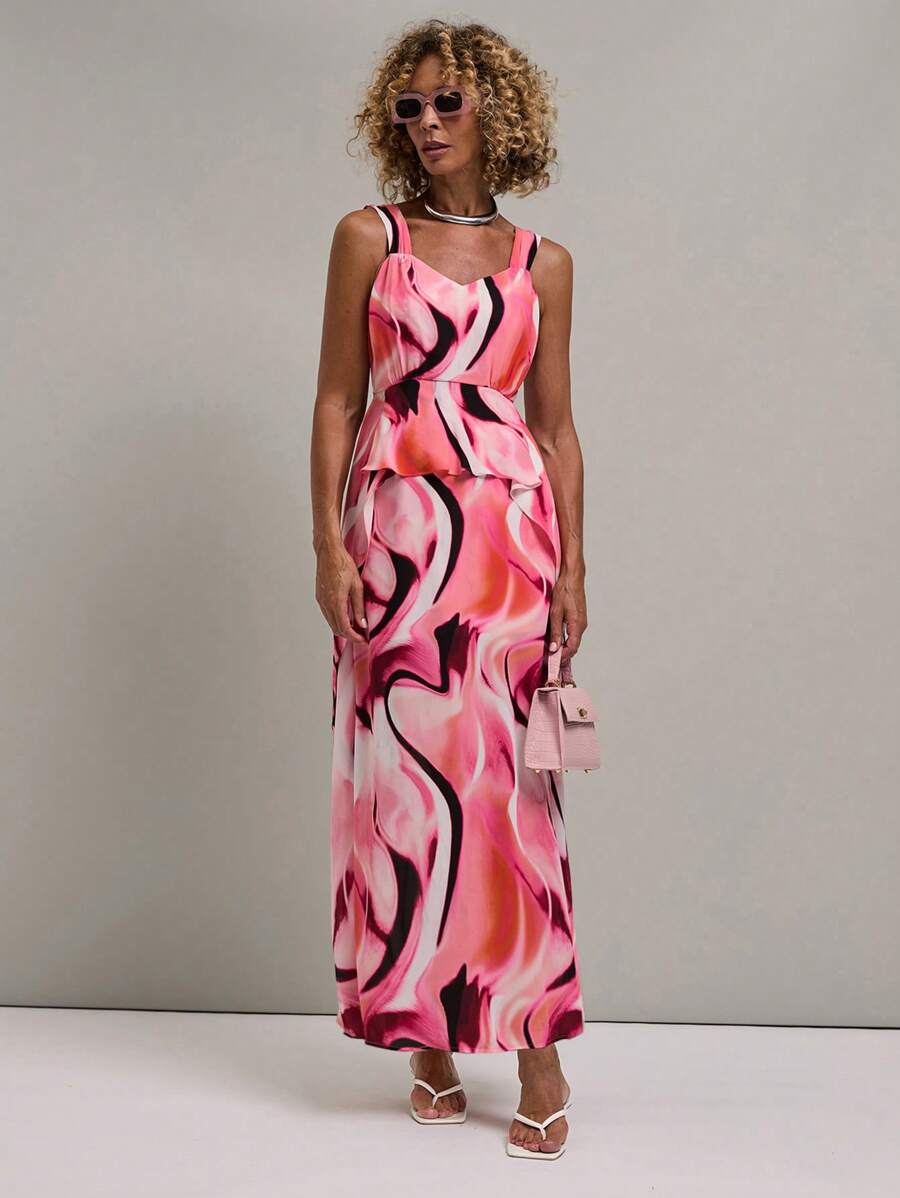 SHEIN Unity Váy in họa tiết toàn thân dây rộng cho nữ, mặc thường ngày - Nhiều màu - Xem 1