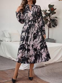 SHEIN Clasi 1 Stück langes Kleid mit ganzflächigem Muster und Rüschensaum - Verschiedenfarbig - Übersicht 6
