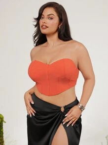 evoluSHEIN X Anitta Spagnelli Designer Plus Strapless Corset Top, Holiday, Spring & Summer, Going Out, Festival