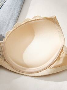 1 pieza Lencería de unicolor básica y simple para mujer, con tirantes invisibles sin aros - Albaricoque - Ver 5
