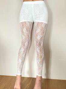 DAZY Lace Bodycon Sheer Sleepwear Bottom - White - View 4