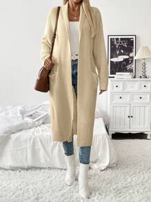 SHEIN LUNE Cárdigan de manga larga minimalista de unicolor para mujer