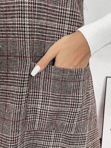 SHEIN LUNE Plus Size Women's Plaid Strap Dress, Autumn & Winter Business Casual Woman Work Dress Business Dress