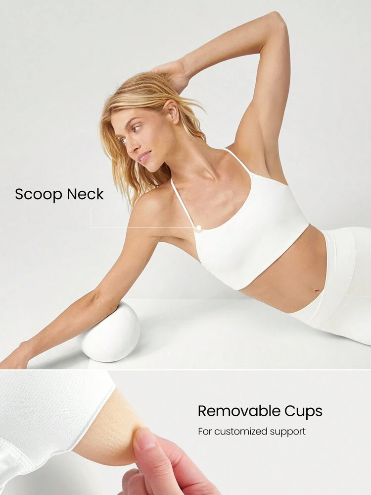 FeatherFit™ Crisscross Back Sports Bra Light Support Yoga Pilates Studio Gym Daily