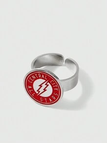 THE FLASH X ROMWE 1 pieza Anillo de mujer con forma de letra y relámpago - Plateado - Ver 2