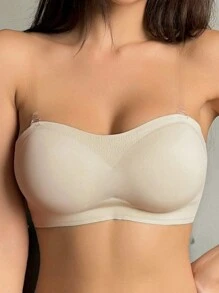 DAZY Women Removable Transparent Strap Strapless Bra Without Wire - White - View 4