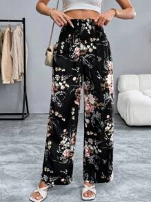 Calvaya Pantalones con estampado floral casual para mujer para vacaciones