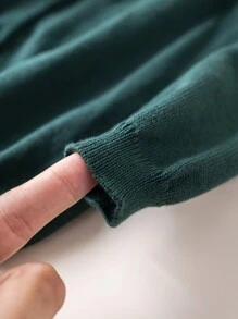 PrepCrw 年轻女孩秋冬学院风绿色单排扣宽松刺绣松鼠长袖开衫返校 - 綠色 - 查看 5