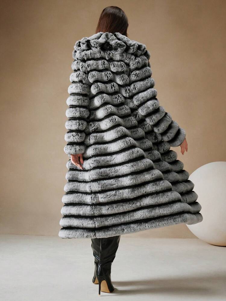 Autumn/Winter New Fluffy Coat, Mid-Length Women's Fashion Rabbit Fur Jacket For Holiday Party